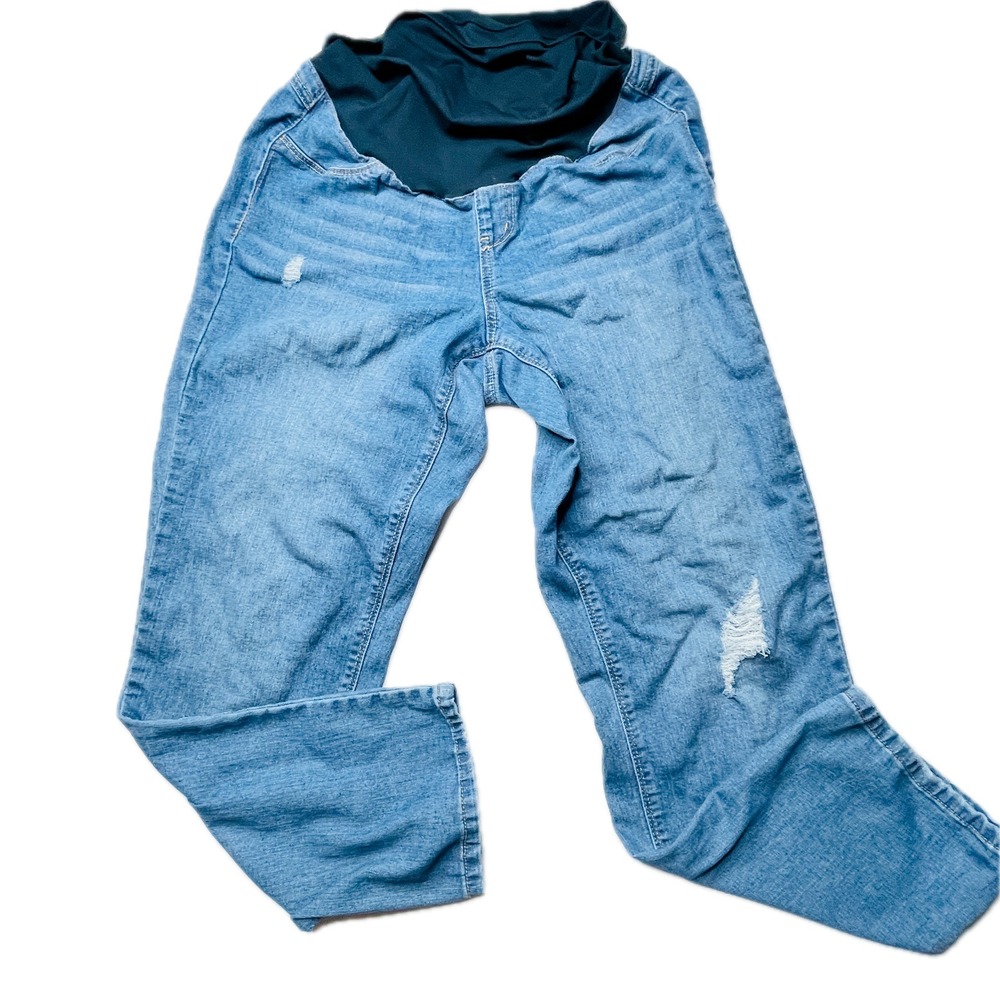 1822 Denim Maternity Jeans Womens 10 Distressed Stretch Bootcut Blue 30